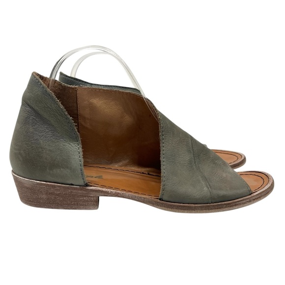 Free People Mont Blanc Gray Blue Leather Open Side Flat Boho Sandals Women’s 39 - Picture 7 of 15